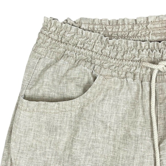 Freestyle Revolution Womens Large Linen Pants Comfort Elastic Waist Bootcut Tan - Picture 2 of 11